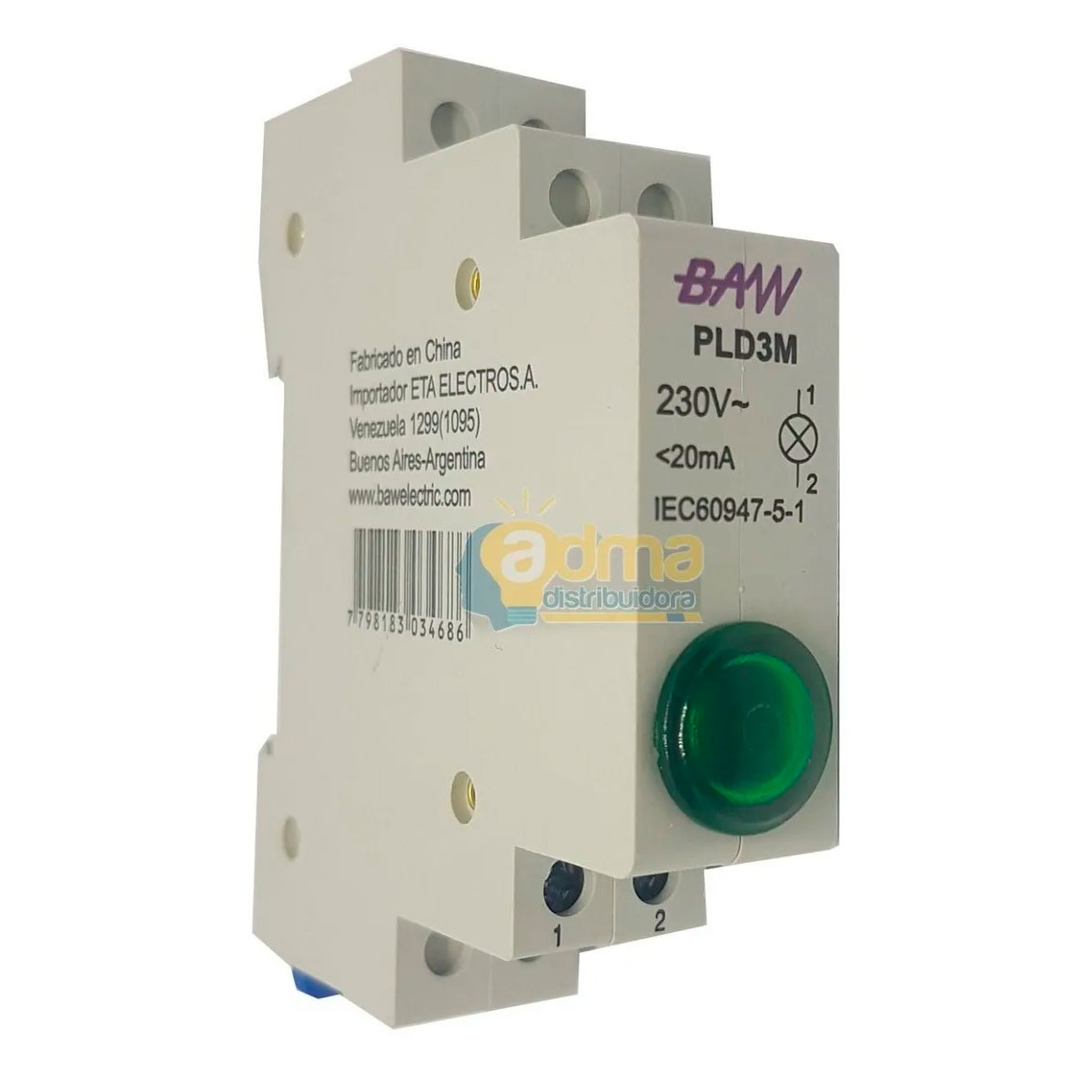 OJO DE BUEY PILOTO DIN VERDE C/LED 220VCA