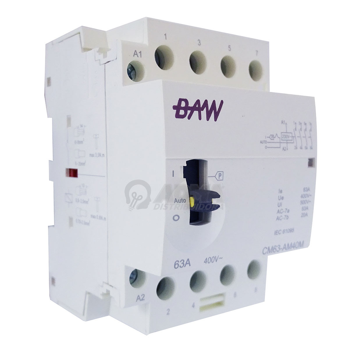 CONTACTOR MODULAR 4P 63A 4NO 220VCA BAW
