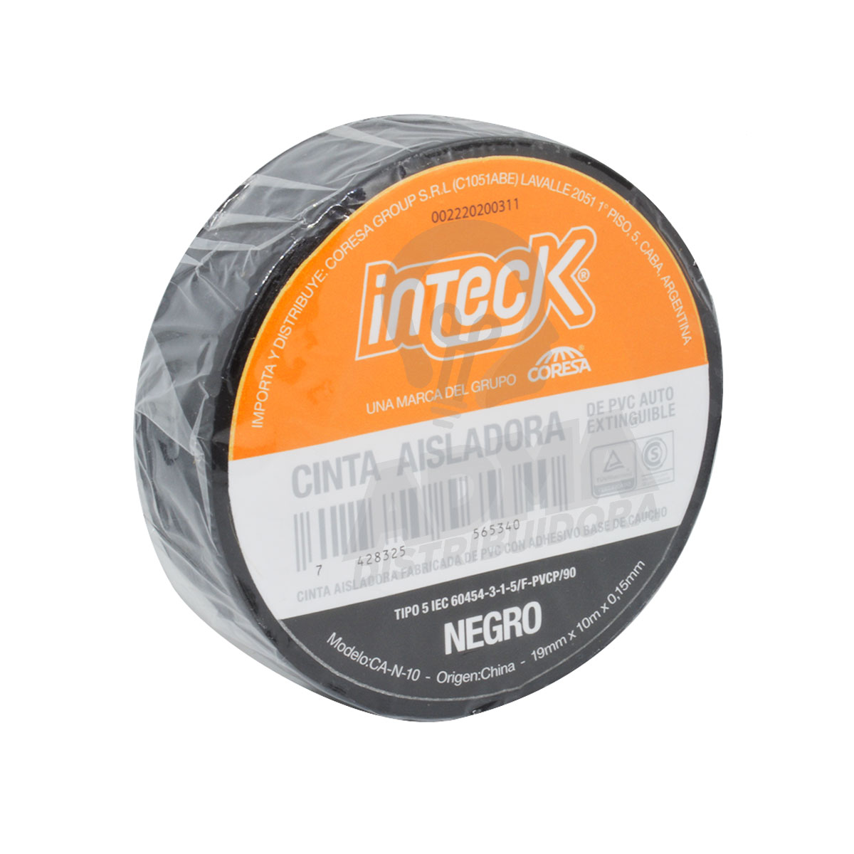 CINTA ADHESIVA PVC NEGRA 10 METROS INTECK