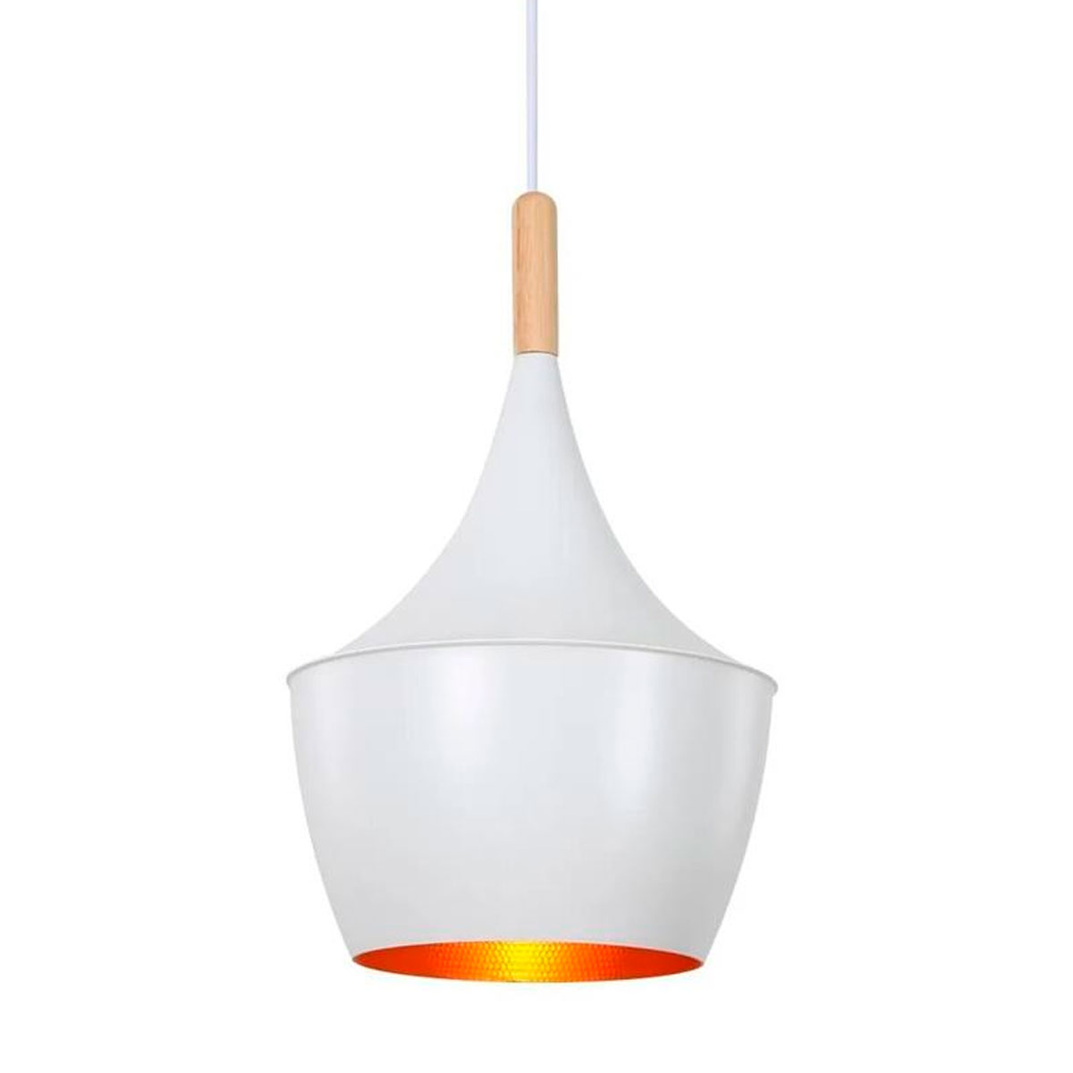 LAMPARA COLGANTE MODERNA CAMPANA BLANCA COBRE