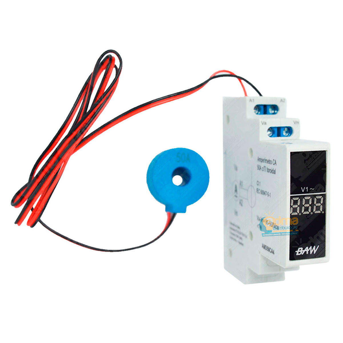AMPERIMETRO DIN DIGITAL 1 MOD 50ACA VERDE C/