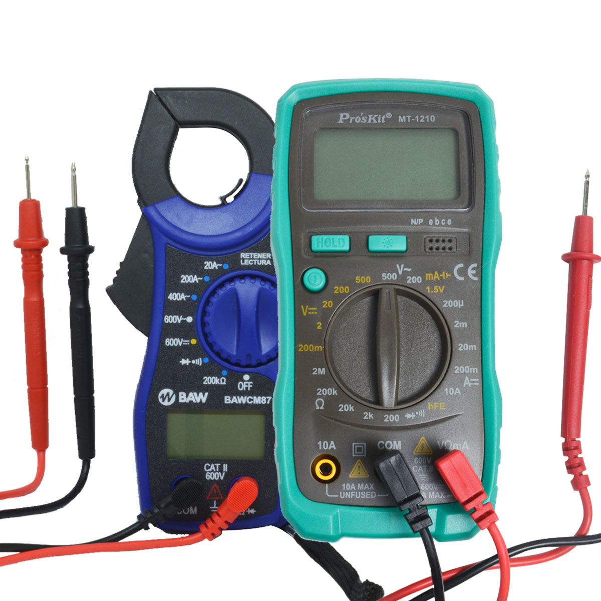 TESTER DIGITAL PROF COMPACTO MT-1210 + MINI PINZA VOLTAMP 20-200-400AC 600VCA/C