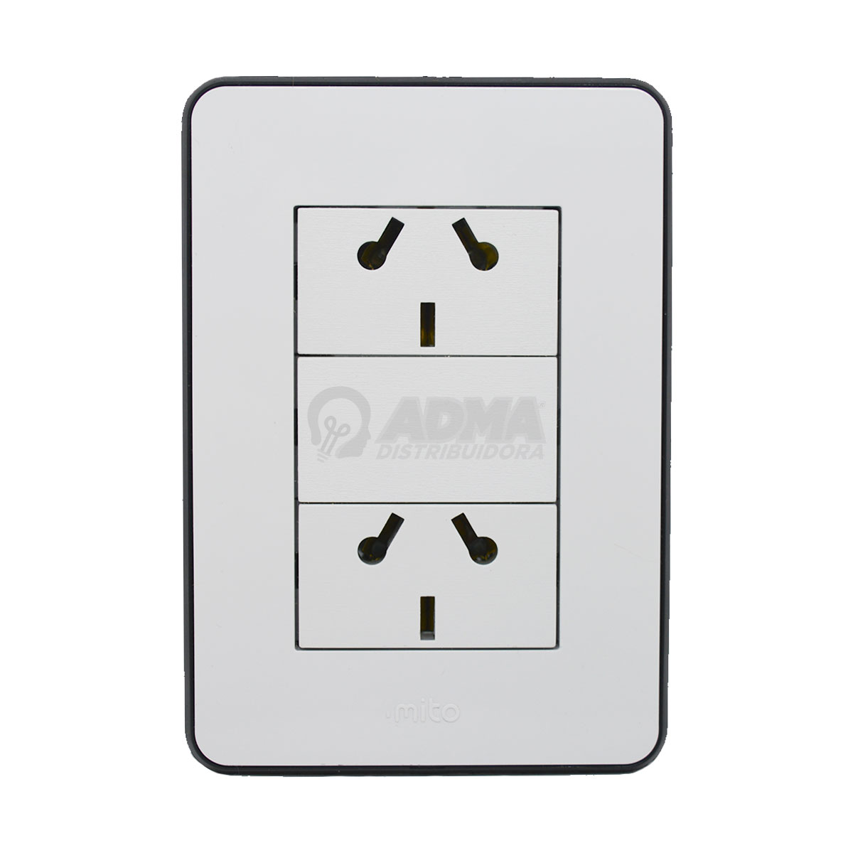 LLAVE DE LUZ TOMA DOBLE MARCO NEGRO COMPLETO JELUZ MITO