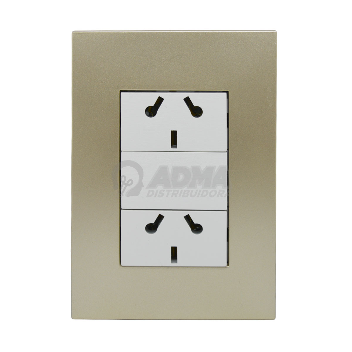 LLAVE DE LUZ ARMADA COMPLETA TOMA DOBLE CHAMPAGNE JELUZ PLATINUM