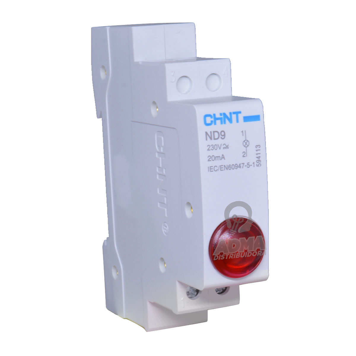 INDICADOR LUMINOSO PILOTO DIN DE 230 VCA COLOR ROJO CHINT