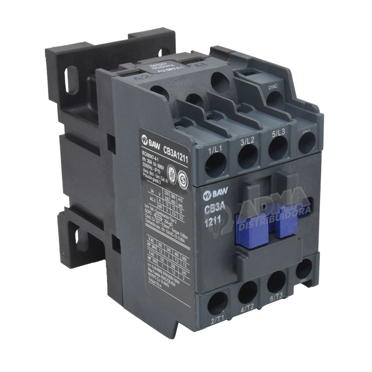 CONTACTOR 3P BAW. 18,5KW 38A 1NA+1NC 220VCA