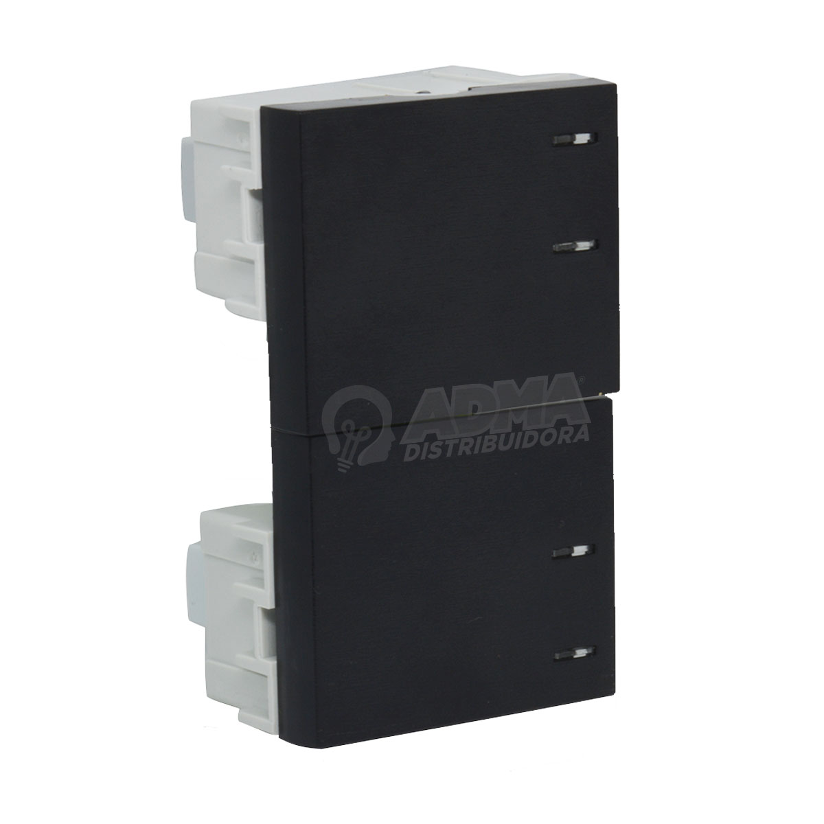 INTERRUPTOR DOBLE 1/2 TECLA PLATINUM NEGRO