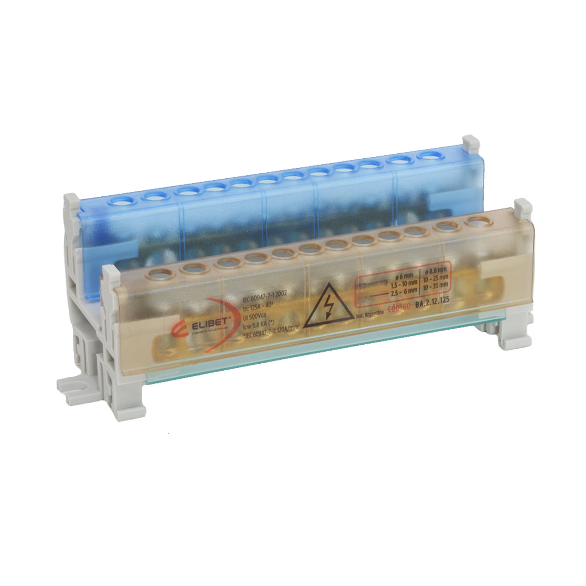 BORNERA REPARTIDORA BIPOLAR 125A 12 ENTRADAS ELIBET