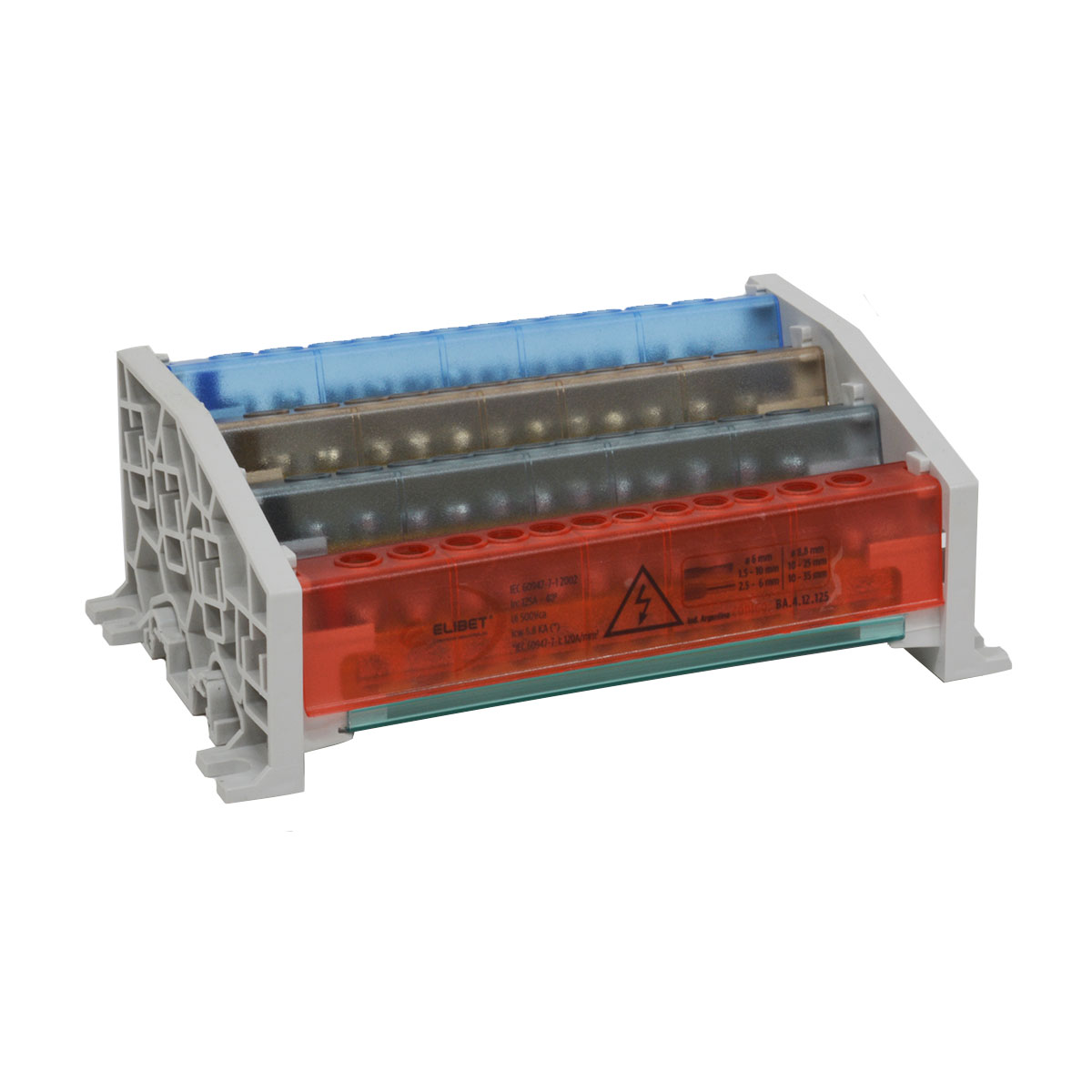 BORNERA REPARTIDORA TETRAPOLAR 125A 12 ENTRADAS ELIBET