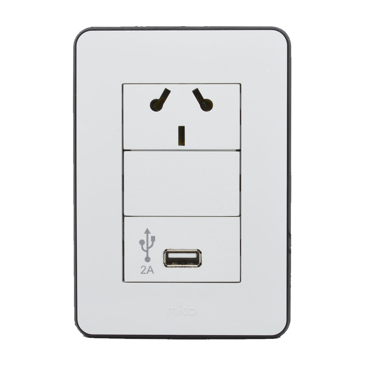 LLAVE DE LUZ USB Y TOMA SIMPLE 10A JELUZ MITO