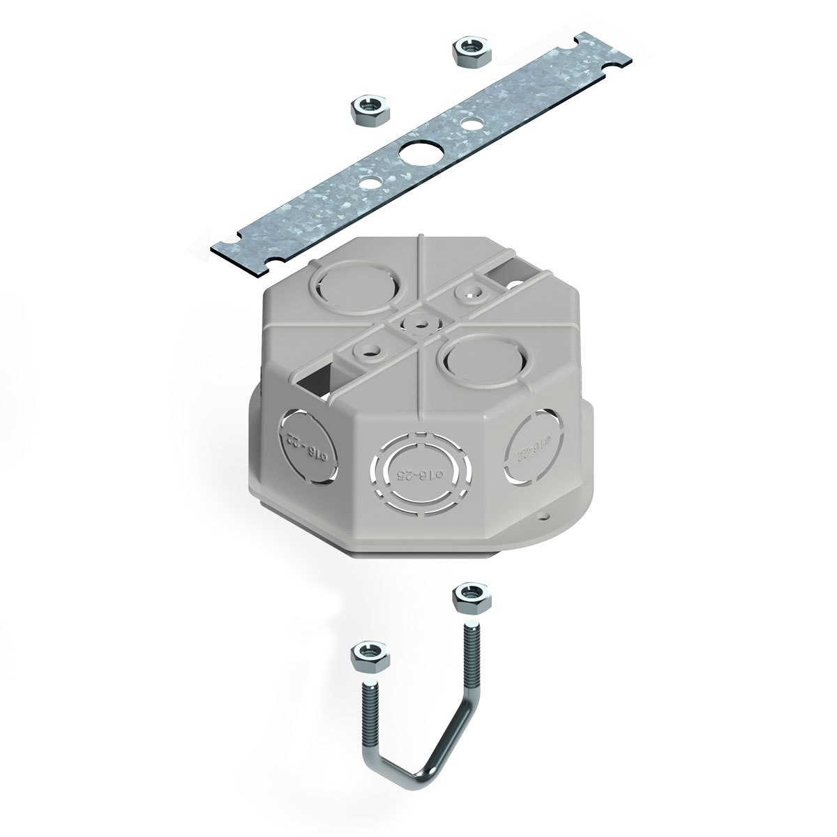GANCHO SOPORTE PARA CAJA OCTOGONAL CHICA GRANDE GENROD
