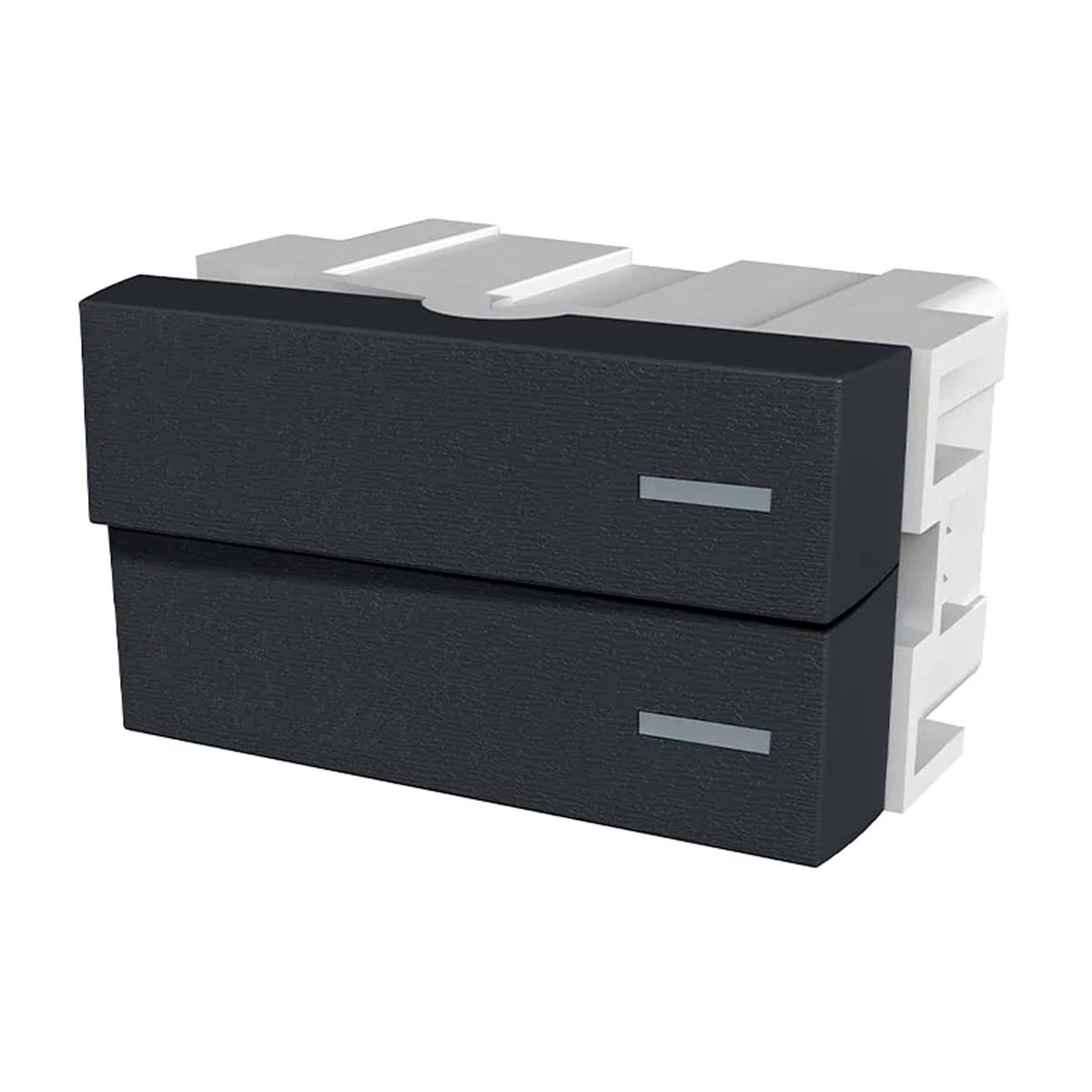 DOBLE INTERRUPTOR UNIPOLAR 220V 10A (2 MEDIO MODULO EN 1) NEGRO JELUZ