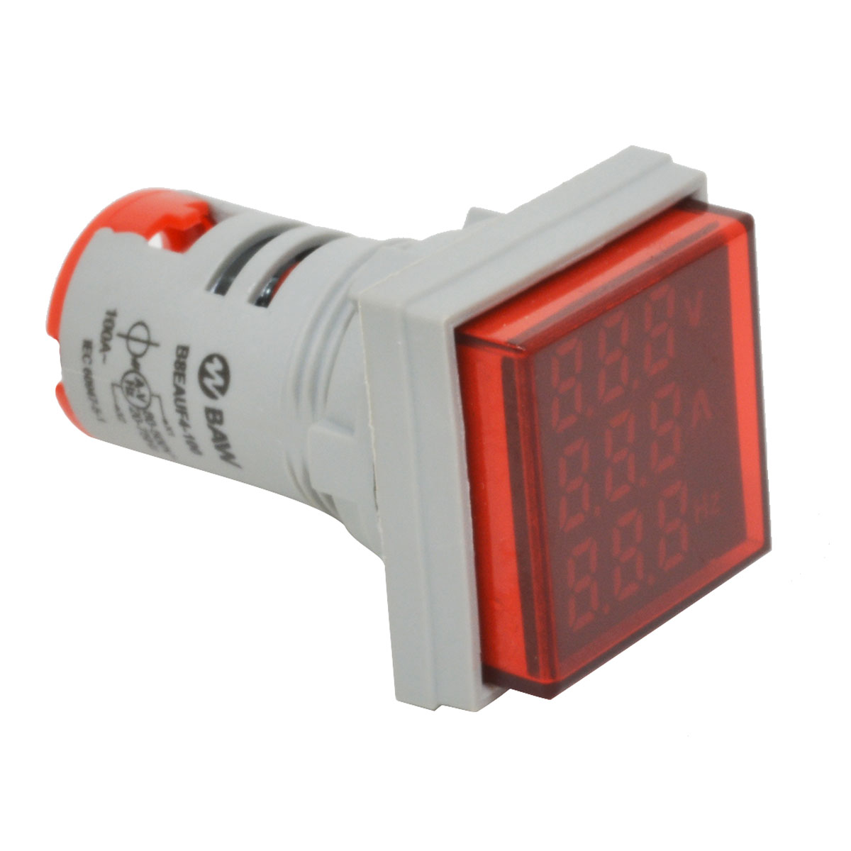 MINI VOLTIMETRO REDONDO AMP HZ BAW ROJO 100A - 20-75Hz
