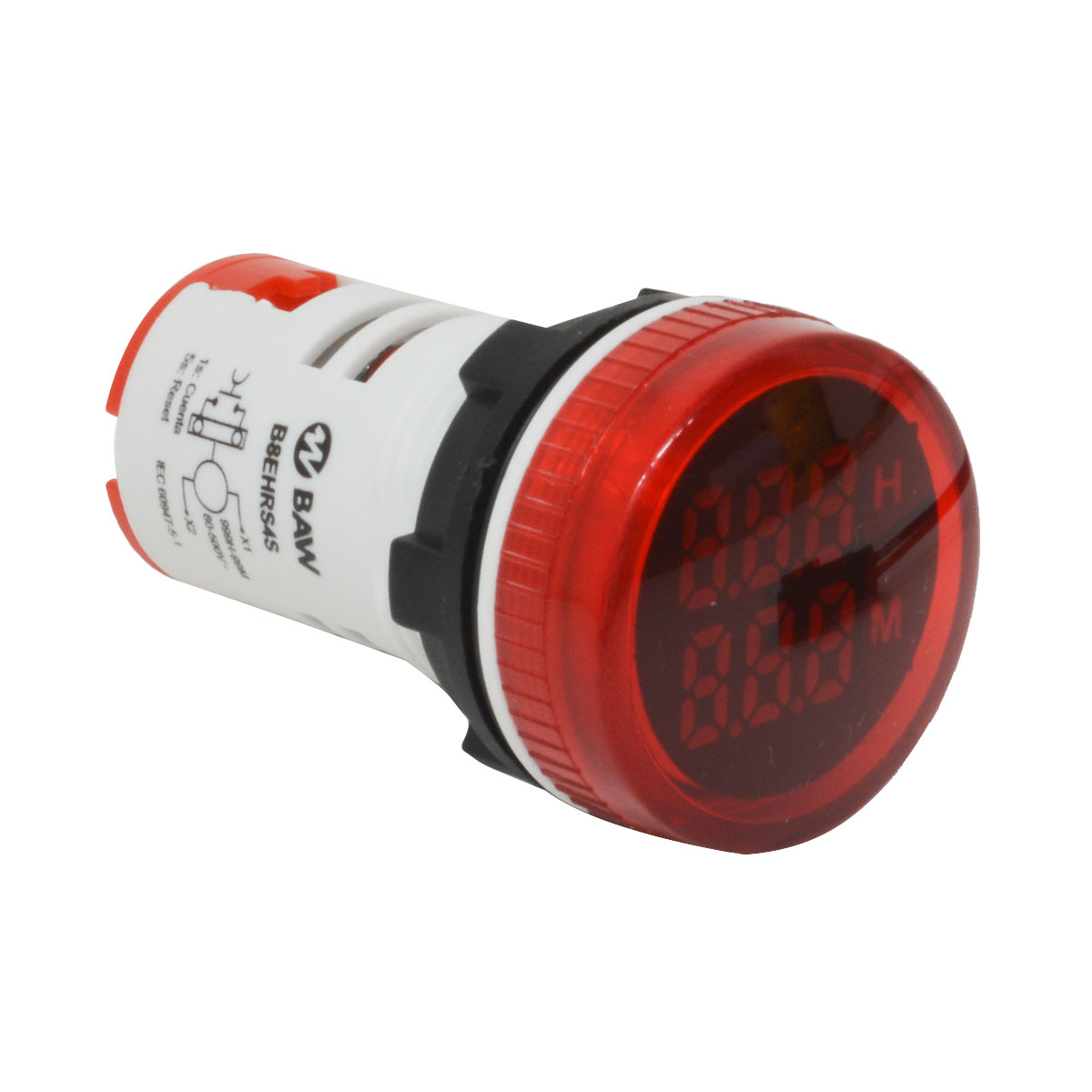 MINI CRONOMETRO 999H – 60M OJO BUEY ROJO REDONDO BAW