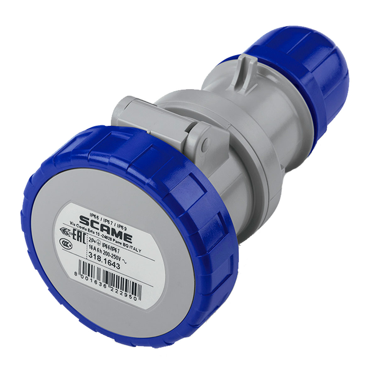 FICHA INDUSTRIAL HEMBRA IP67 2P+T 16A SCAME OPTIMA 220V PROLONGADOR