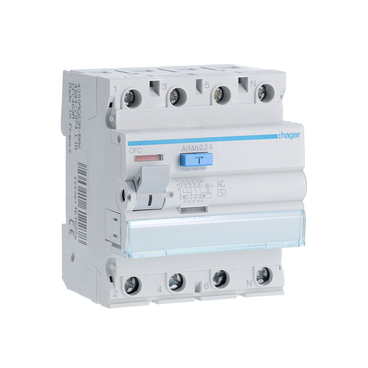 DISYUNTOR DIFERENCIAL TETRAPOLAR 63A 30MA HAGER