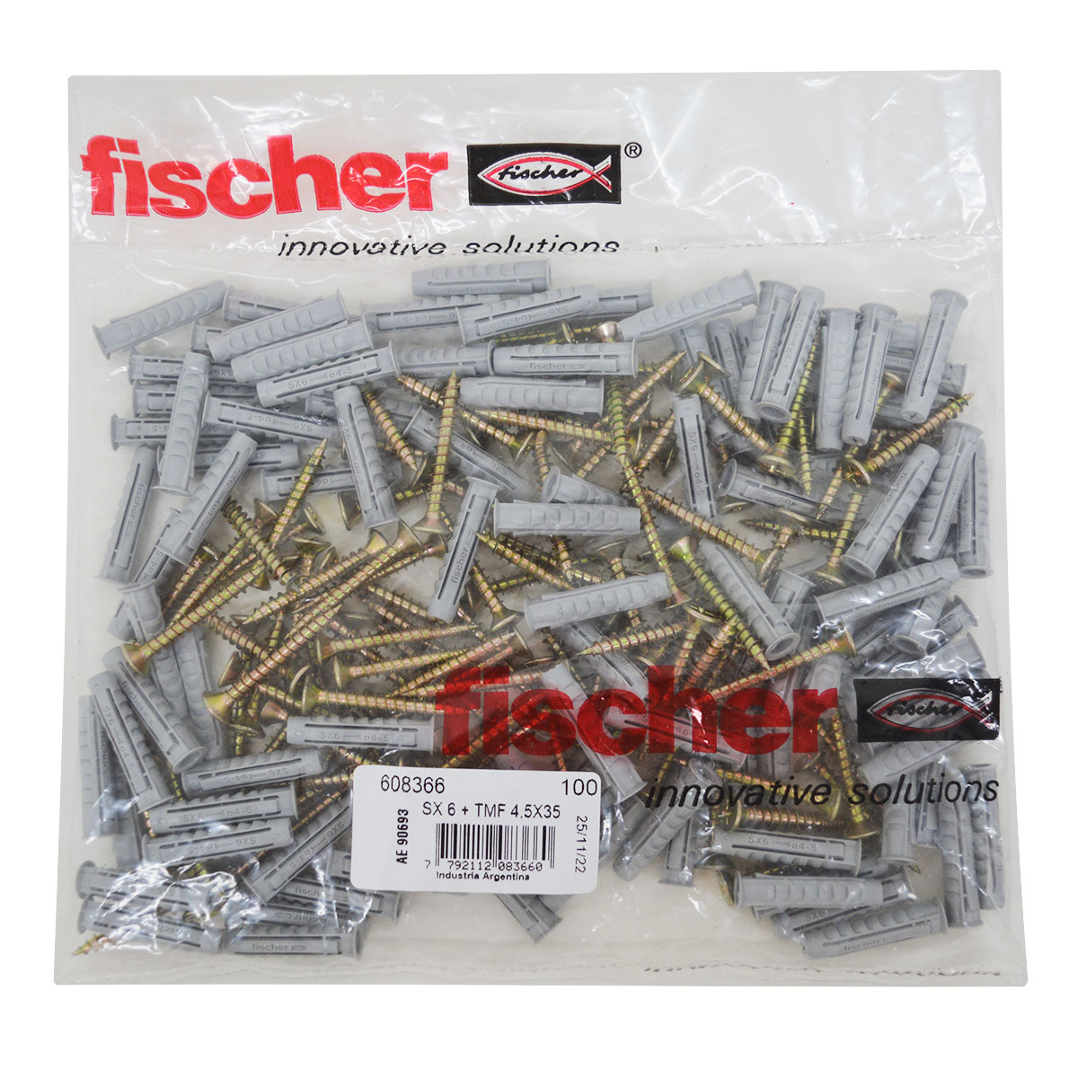 TARUGO SX 6 + TORNILLO 45X35 BOLSA X100 FISCHER