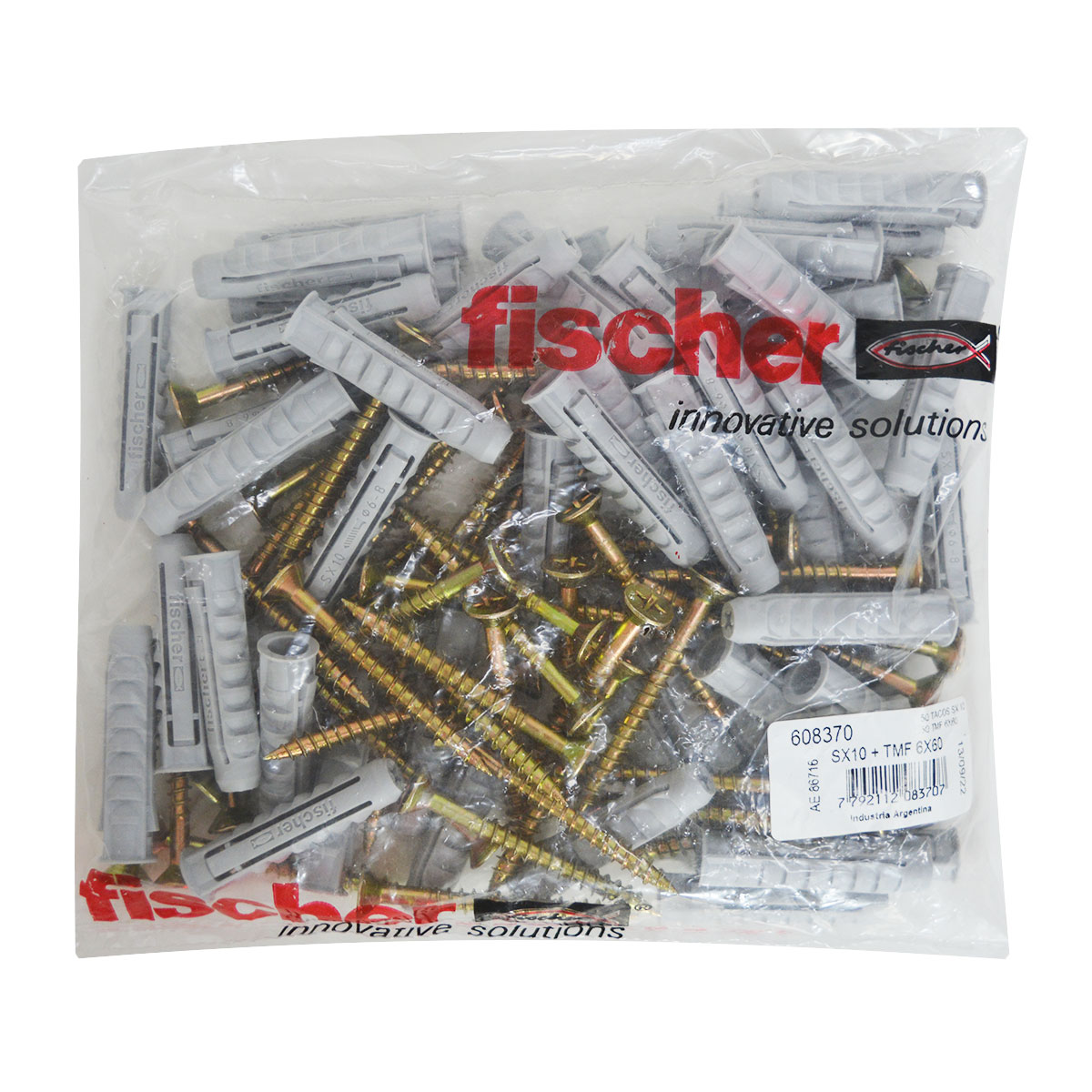 TARUGO SX 10 + TORNILLO 6X60 BOLSA X50 FISCHER