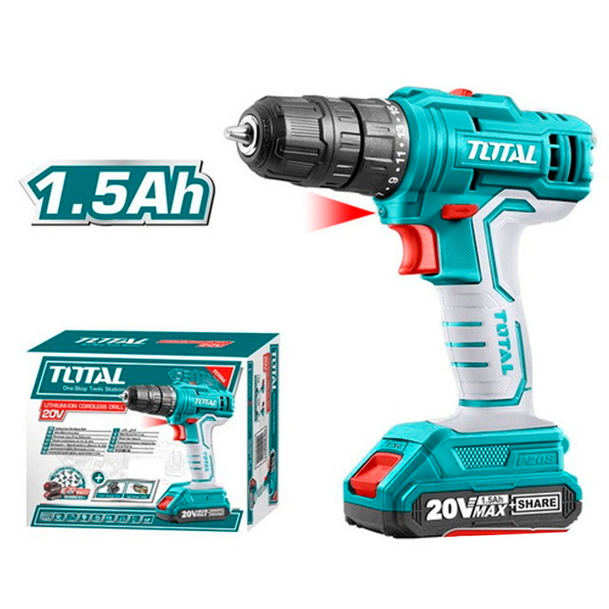 TALADRO INALAMBRICO 20V 1,5AH TOTAL