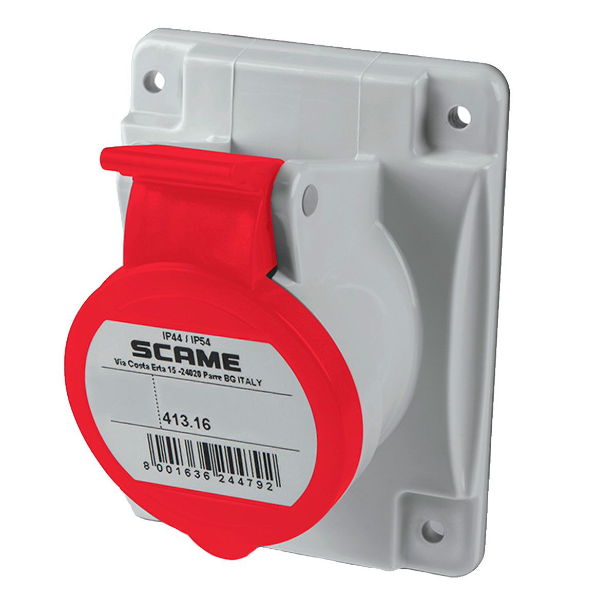 BASE EMBUTIR HEMBRA 3P+T 16A SCAME OPTIMA 380V IP44