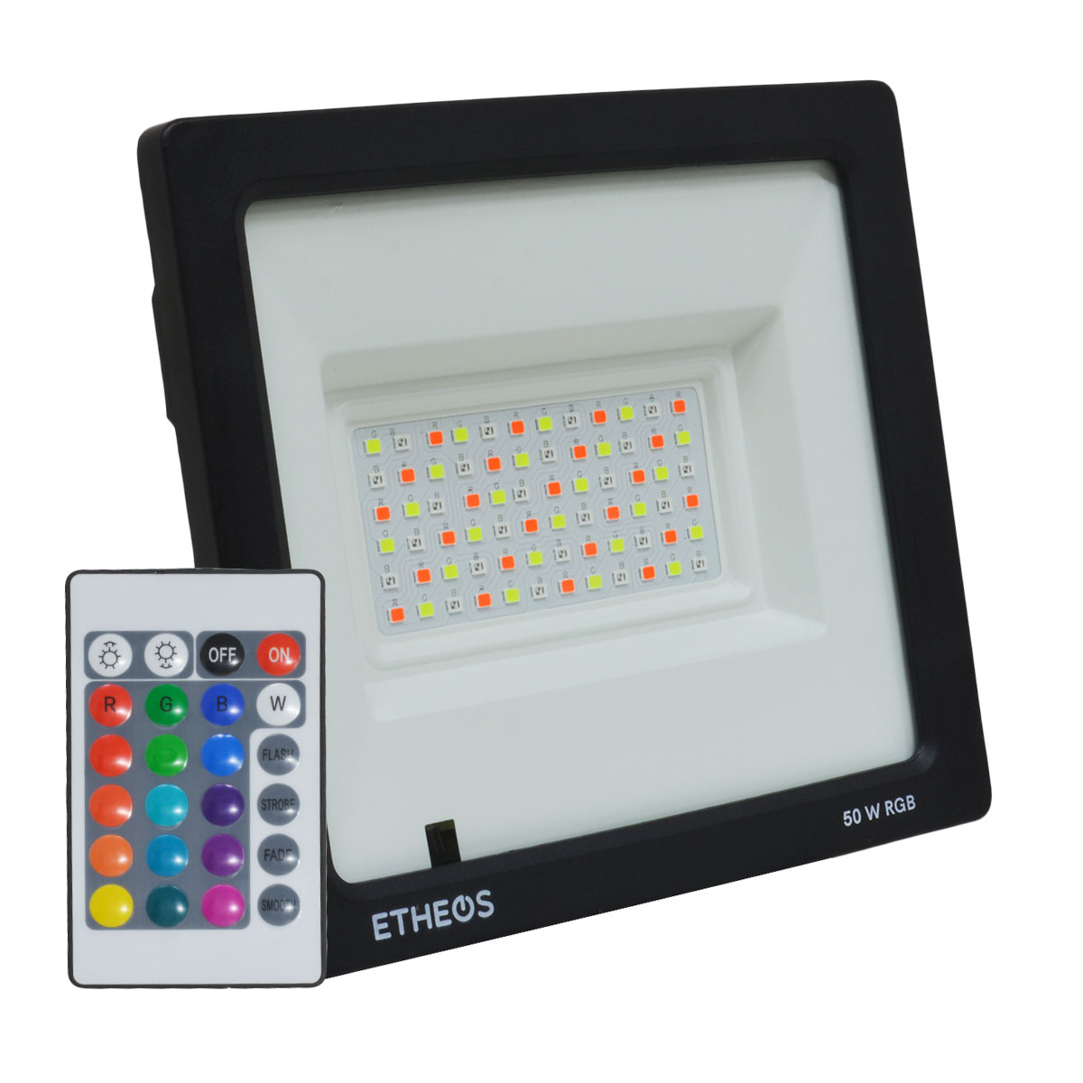 REFLECTOR LED 50W RGB CON CONTROL REMOTO