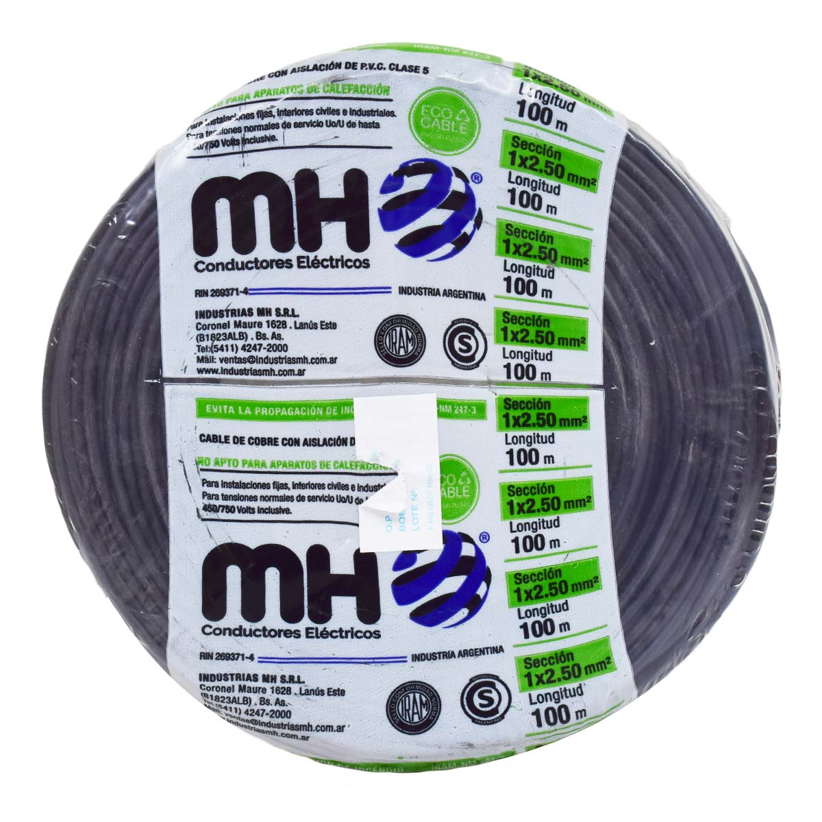 ROLLO CABLE UNIPOLAR FLEXIBLE 2.5 MM NEGRO MH 100MT
