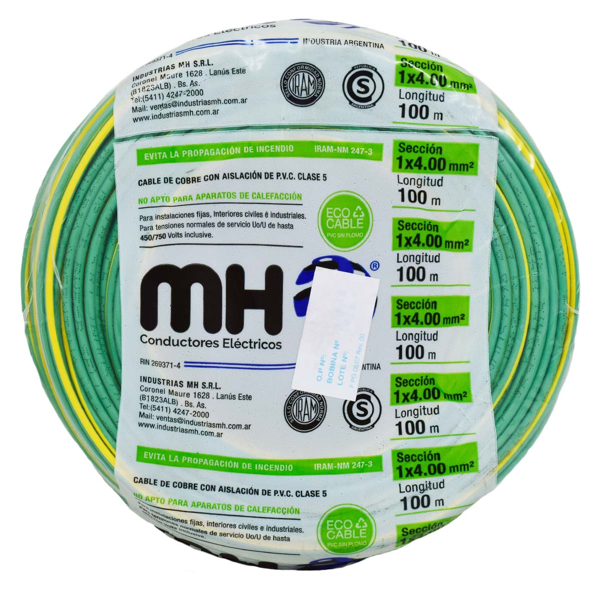 ROLLO CABLE UNIPOLAR FLEXIBLE 4 MM V/A MH 100MT