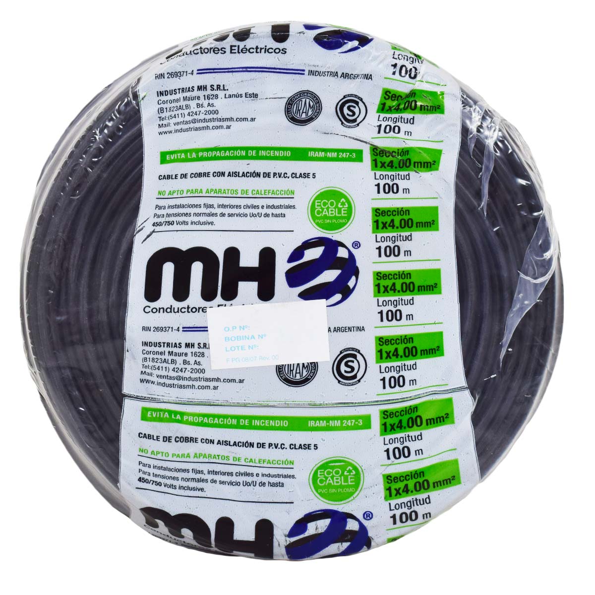 ROLLO CABLE UNIPOLAR FLEXIBLE 4 MM NEGRO MH 100MT