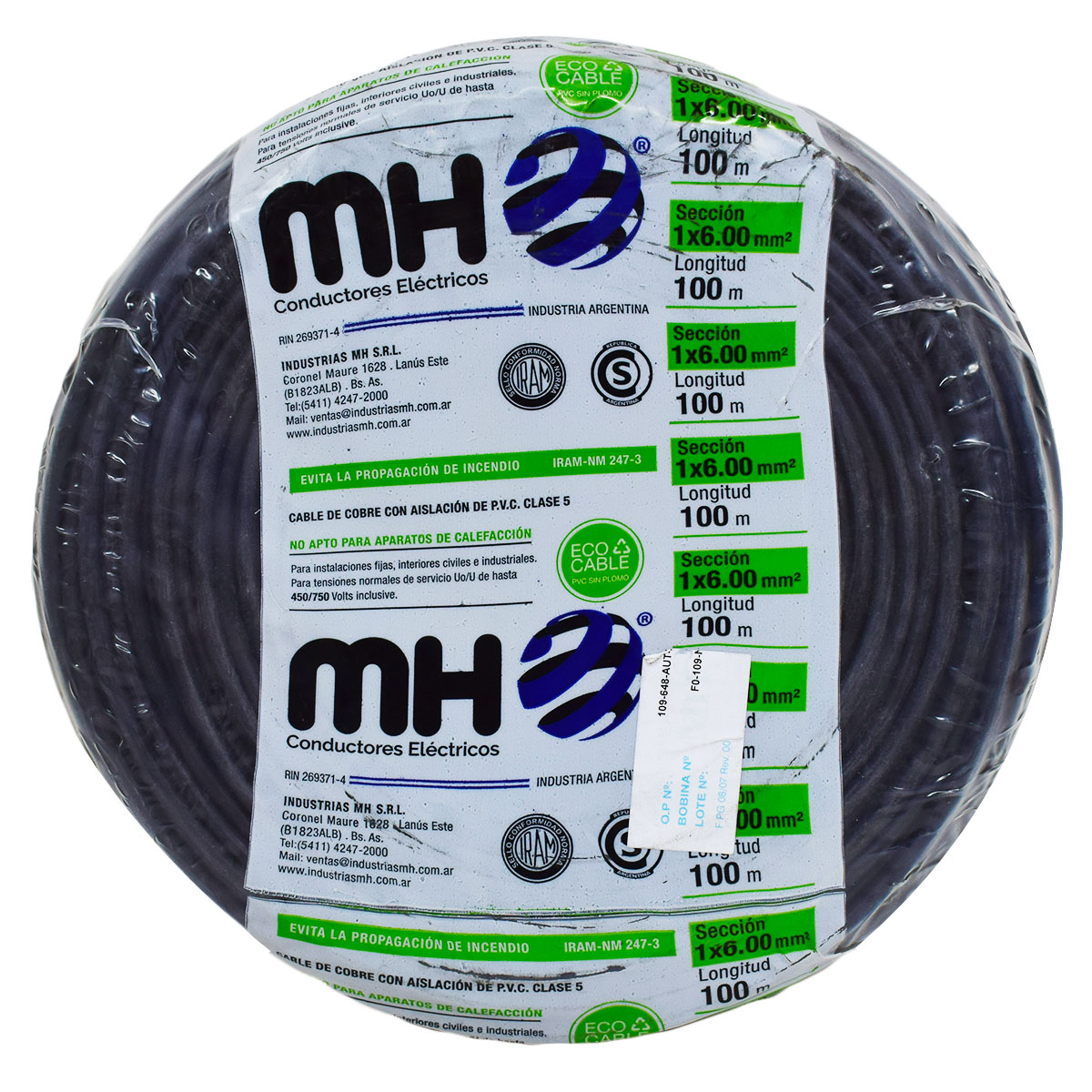 ROLLO CABLE UNIPOLAR FLEXIBLE 6 MM NEGRO MH 100MT