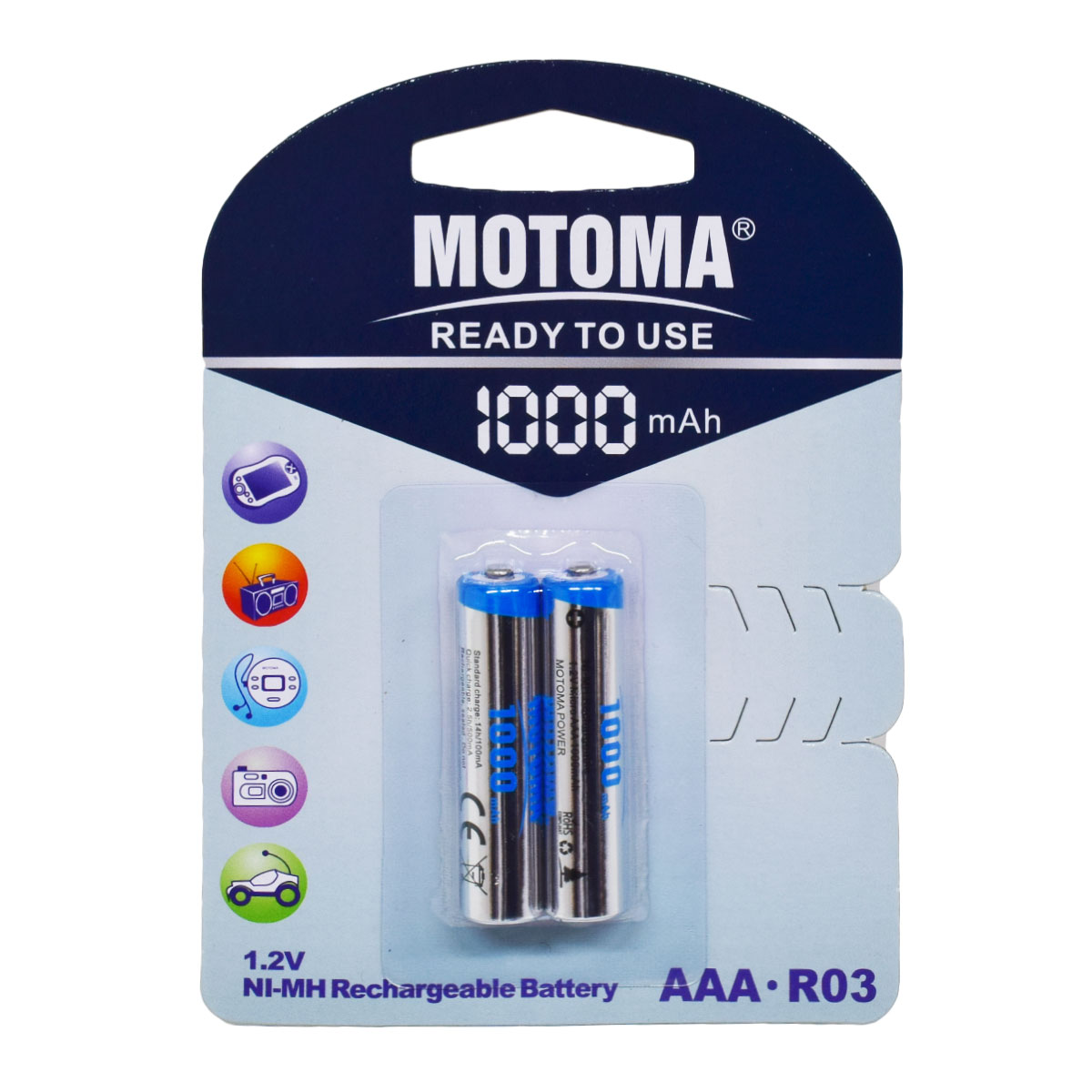 PACK X2 PILA RECARGABLE AAA 1000MAH MOTOMA