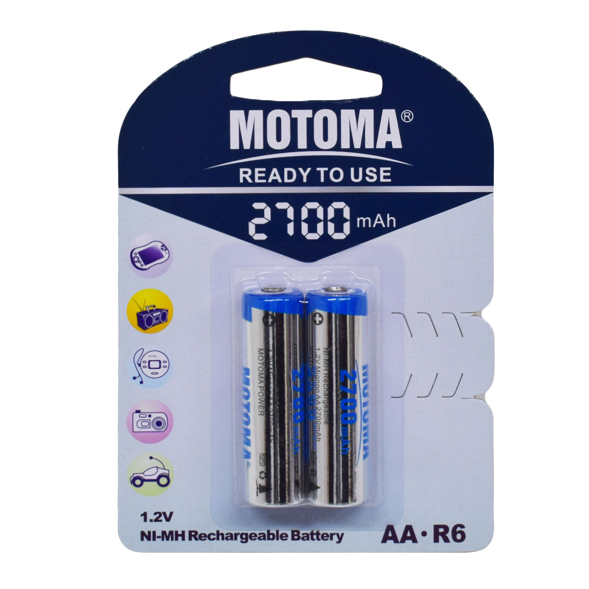 PACK X2 PILA RECARGABLE AA 2700MAH MOTOMA