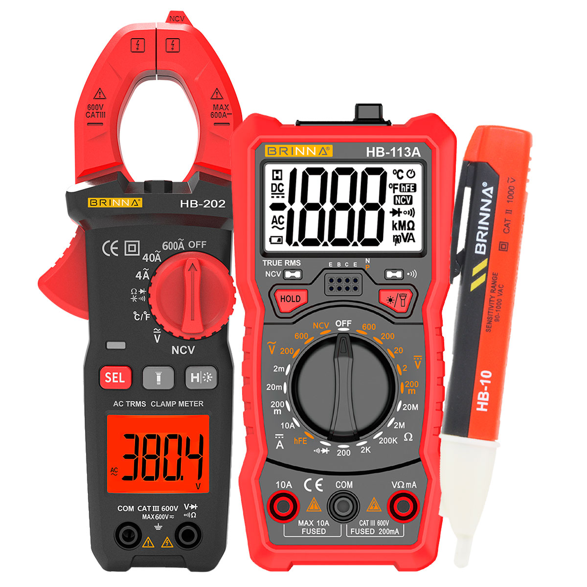 PINZA AMPEROMETRICA HB-202 + MULTIMETRO HB-113A + BUSCAPOLO HB-10