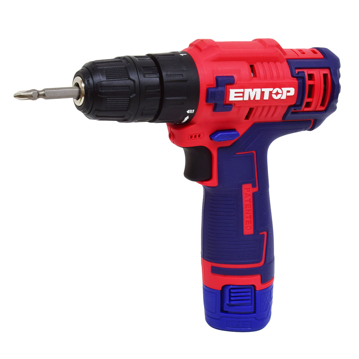 TALADRO ATORNILLADOR 10MM 12V C/ CARG Y BATERIA EMTOP