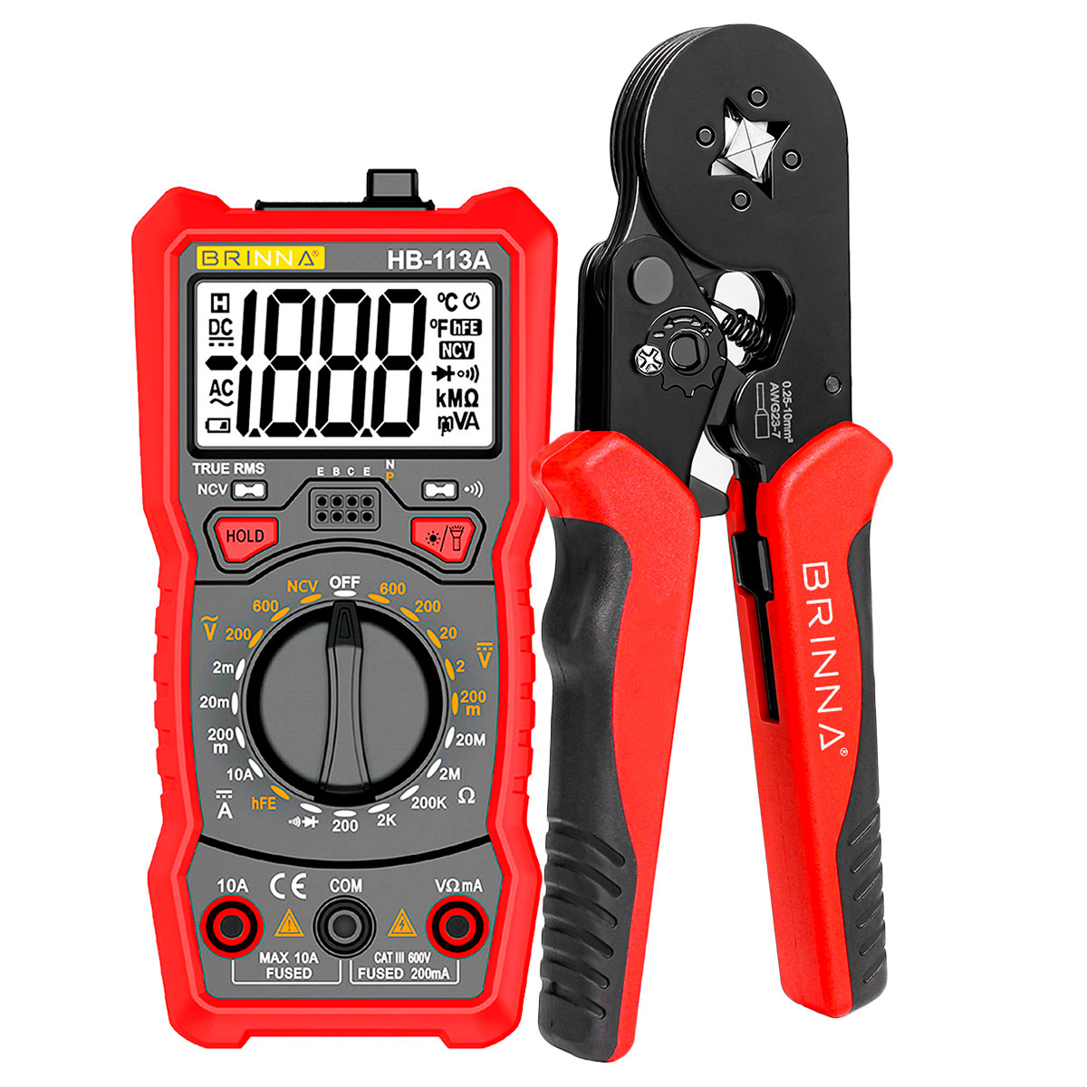 CRIMPEADORA TERMINALES TIFF HB-104 + MULTIMETRO HB-113A