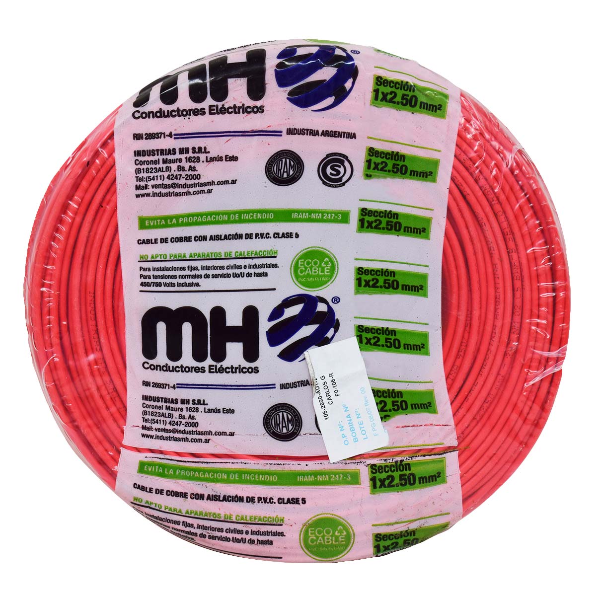 CABLE UNIPOLAR FLEXIBLE 2.5MM ROJO MH X25MT
