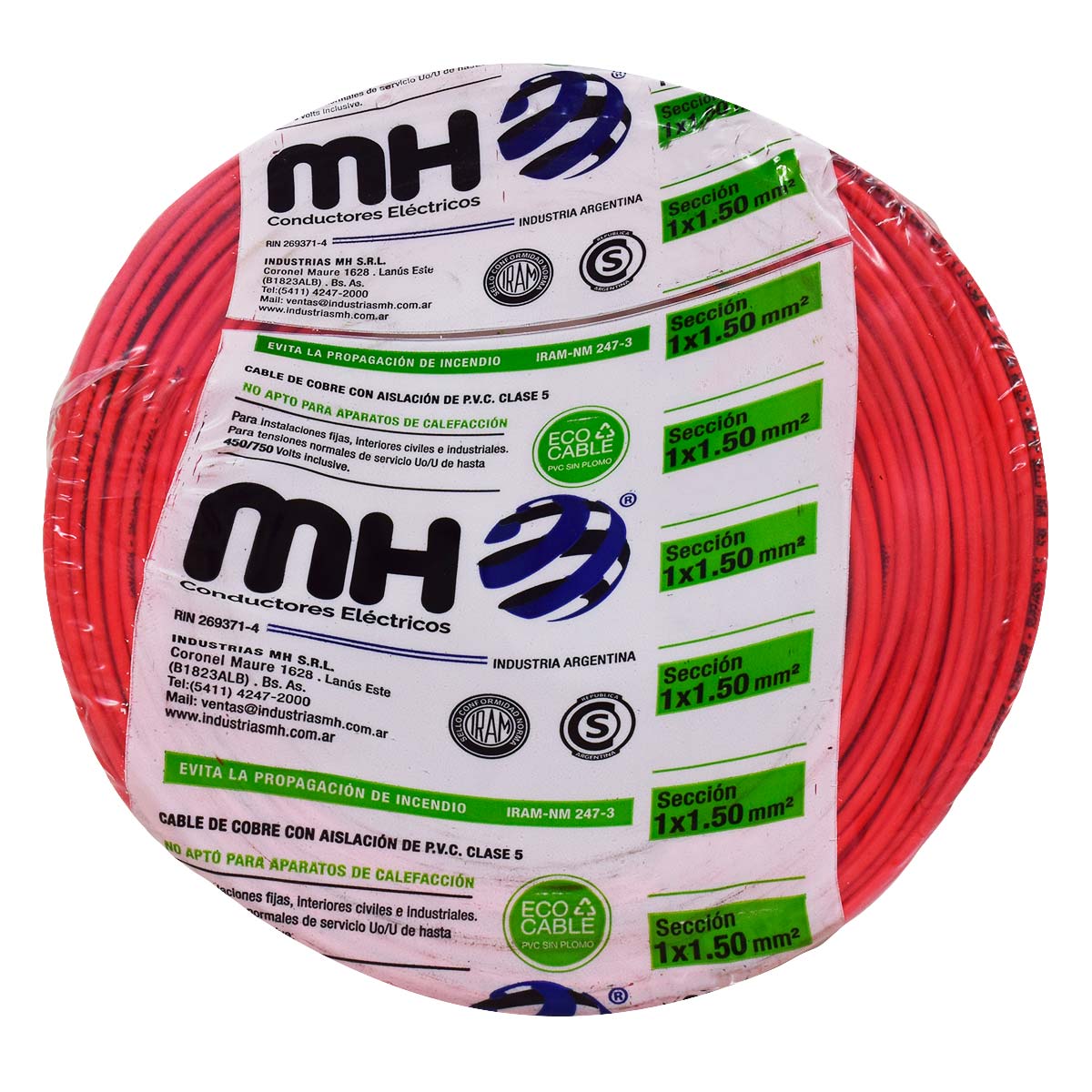 CABLE UNIPOLAR FLEXIBLE 1.5MM ROJO MH X50MT