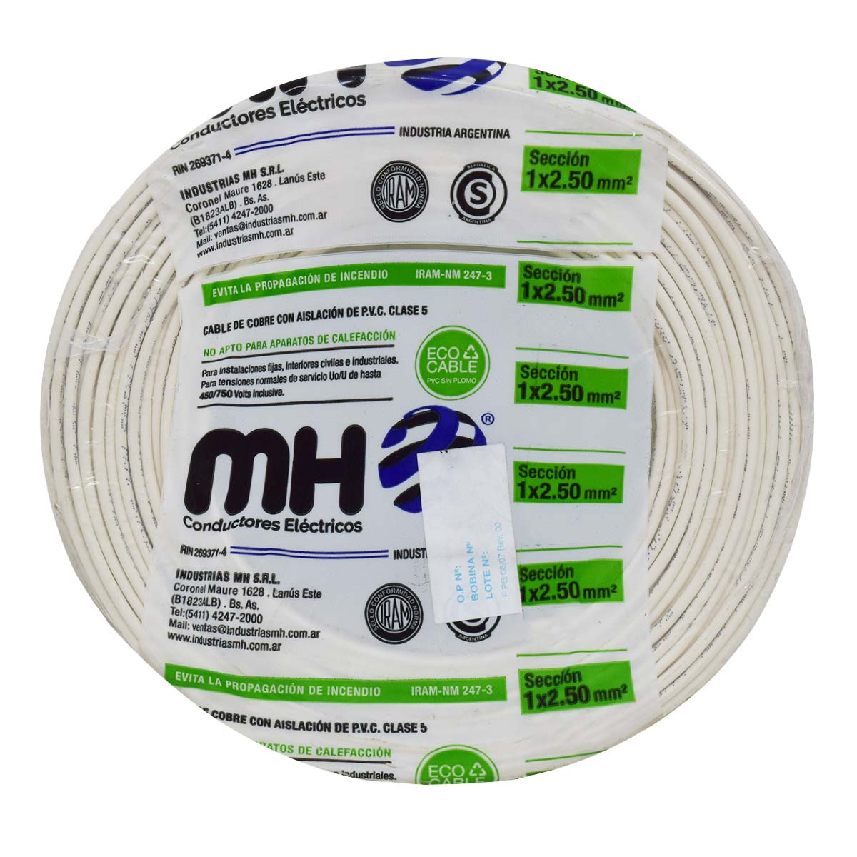 CABLE UNIPOLAR FLEXIBLE 2.5MM BLANCO MH X50MT