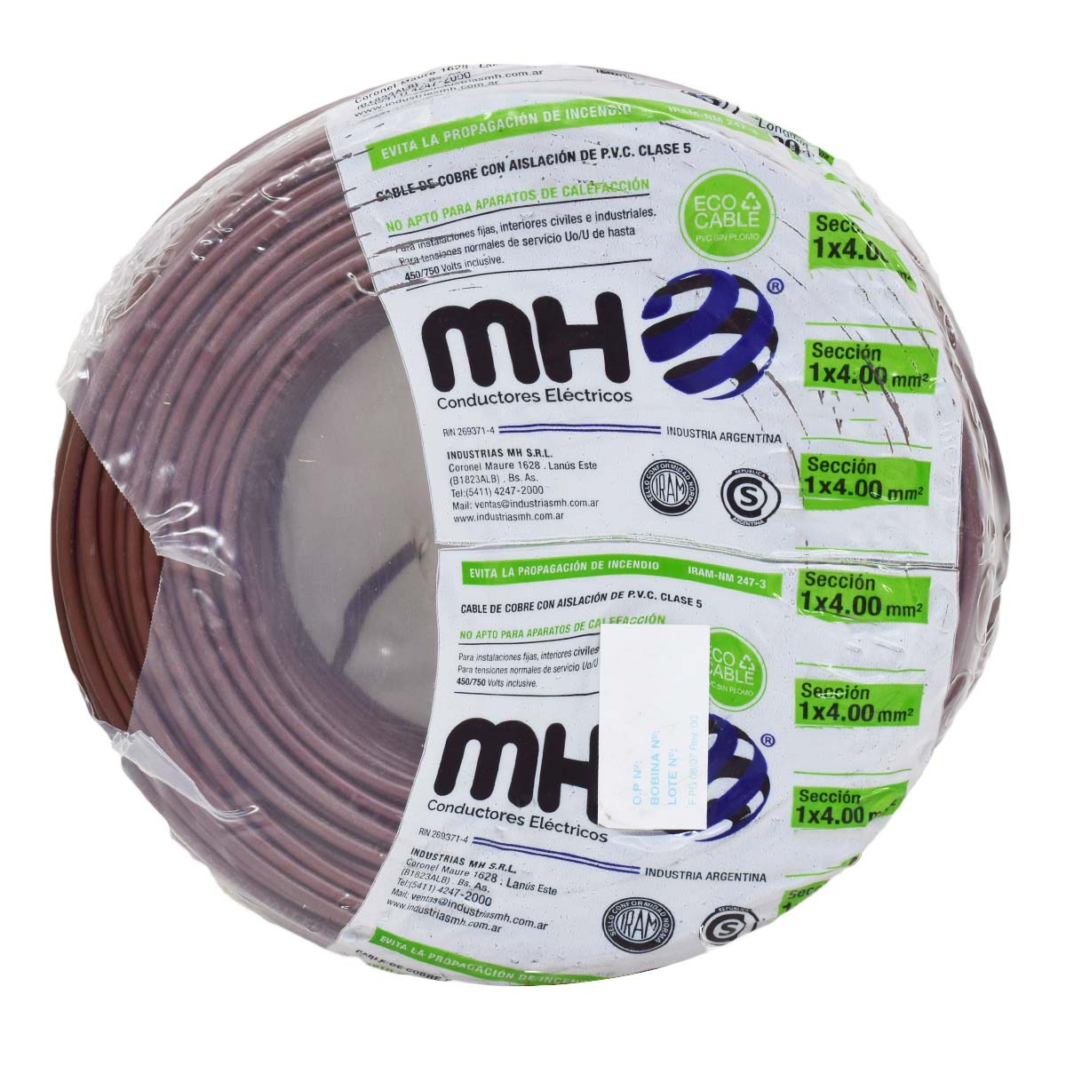 CABLE UNIPOLAR FLEXIBLE 4MM MARRON MH X20MT
