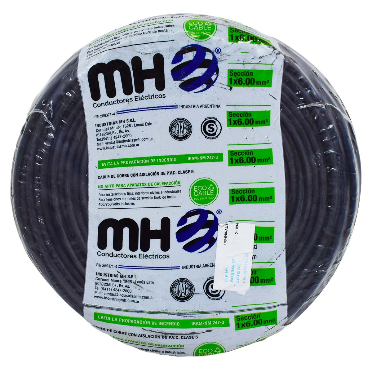 CABLE UNIPOLAR FLEXIBLE 6MM NEGRO MH X20MT