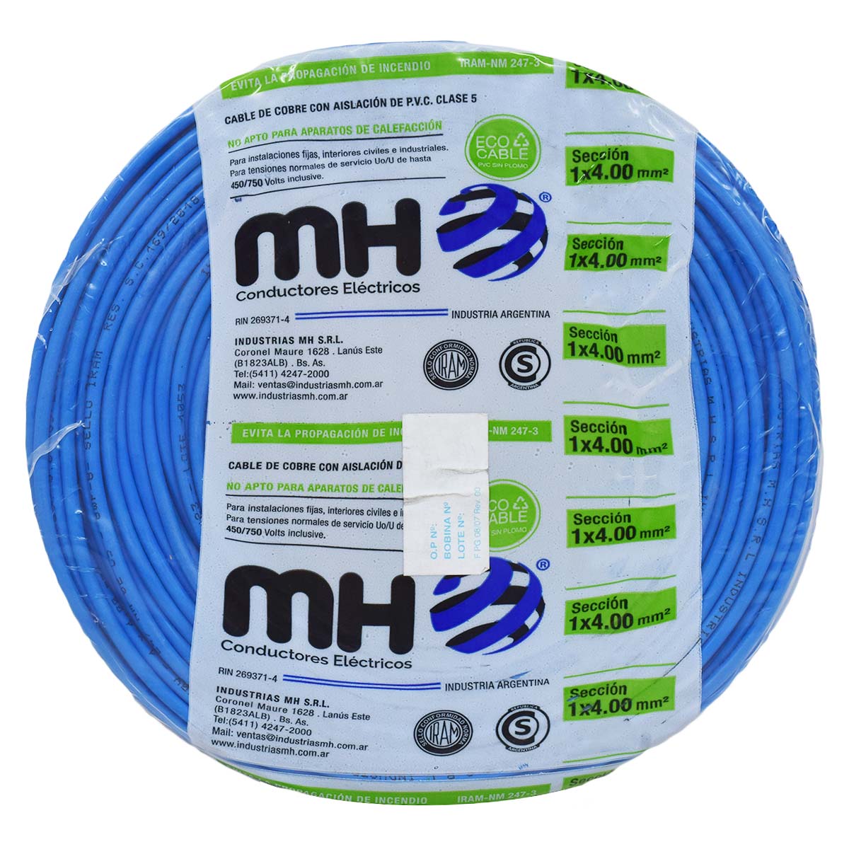 CABLE UNIPOLAR FLEXIBLE 4MM CELESTE MH X50MT