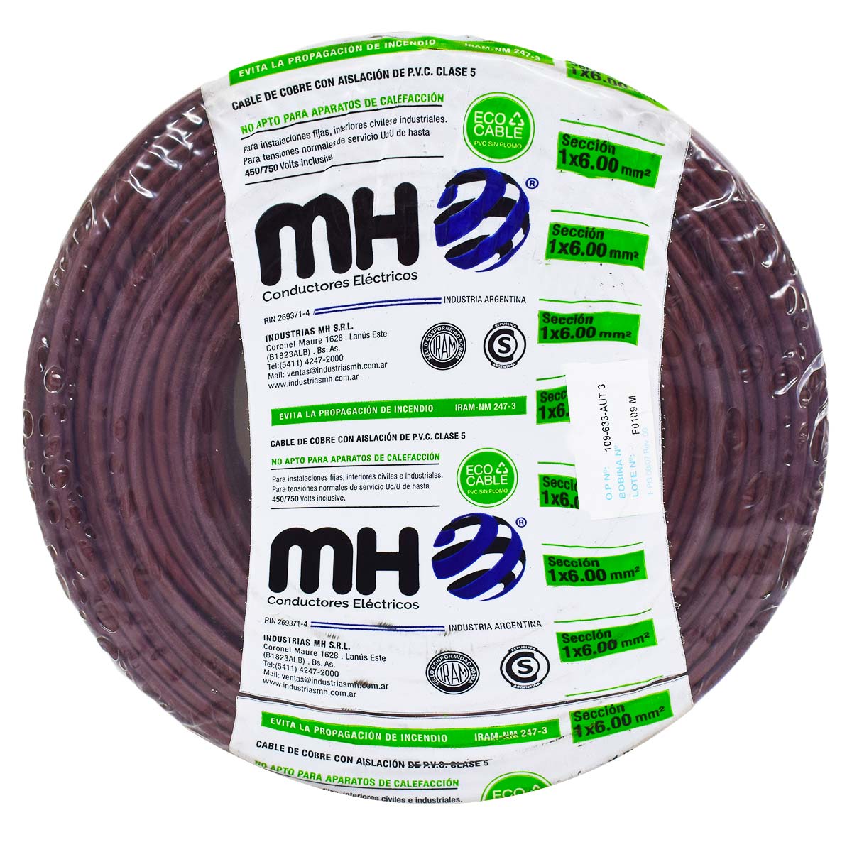 CABLE UNIPOLAR FLEXIBLE 6MM MARRON MH X50MT