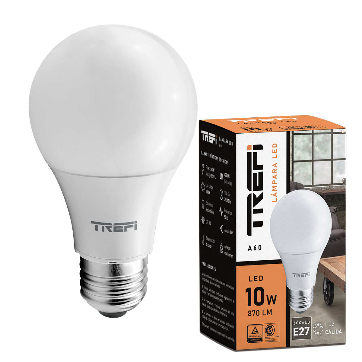 LÁMPARA LED A60 10W CALIDA TREFI