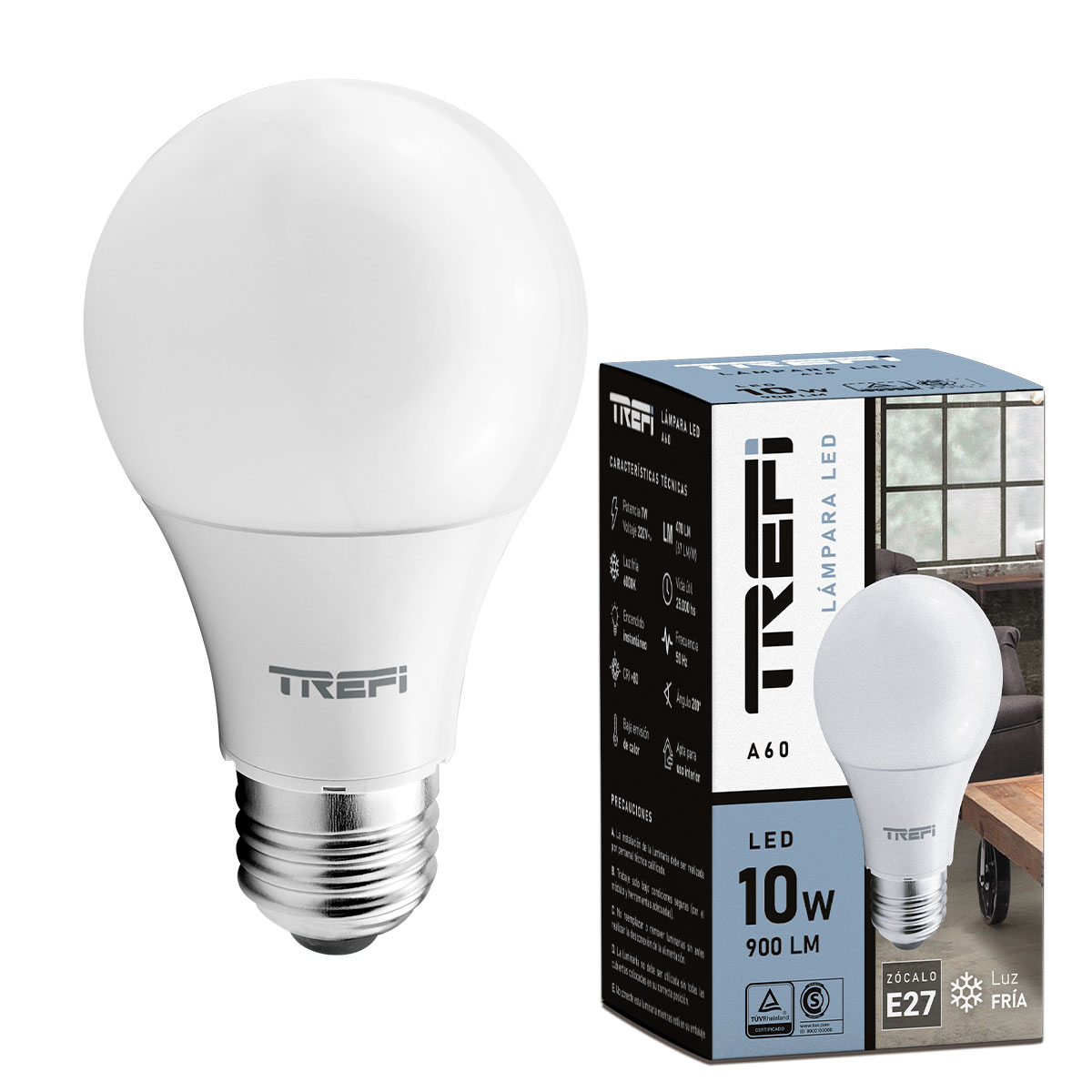 LÁMPARA LED A60 10W FRIA TREFI