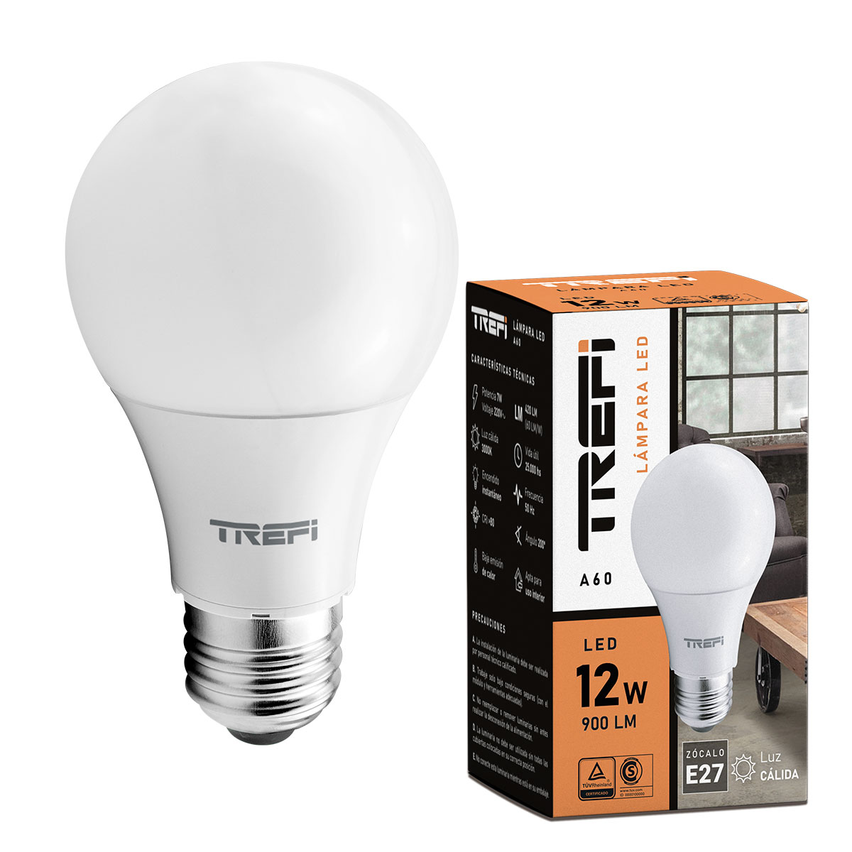 LÁMPARA LED A60 12W CALIDA TREFI