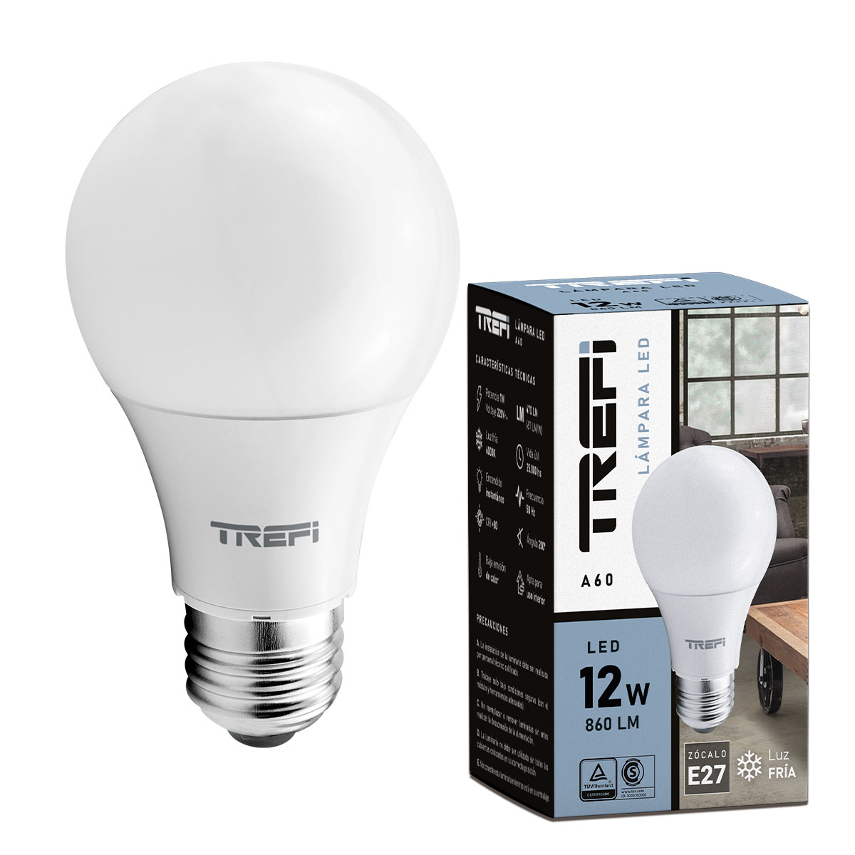 LÁMPARA LED A60 12W FRIA TREFI