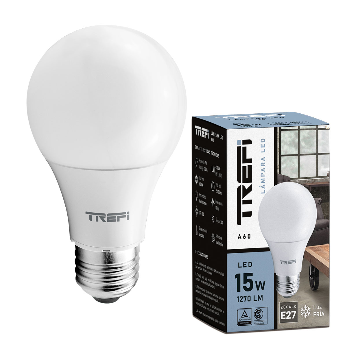 LÁMPARA LED A60 15W FRIA TREFI