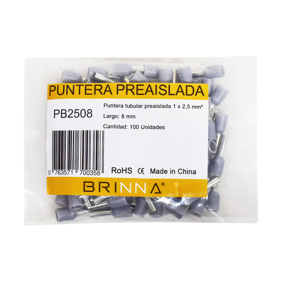 PUNTERA TIFF  2,5MM LARGO 8MM BRINNA X100