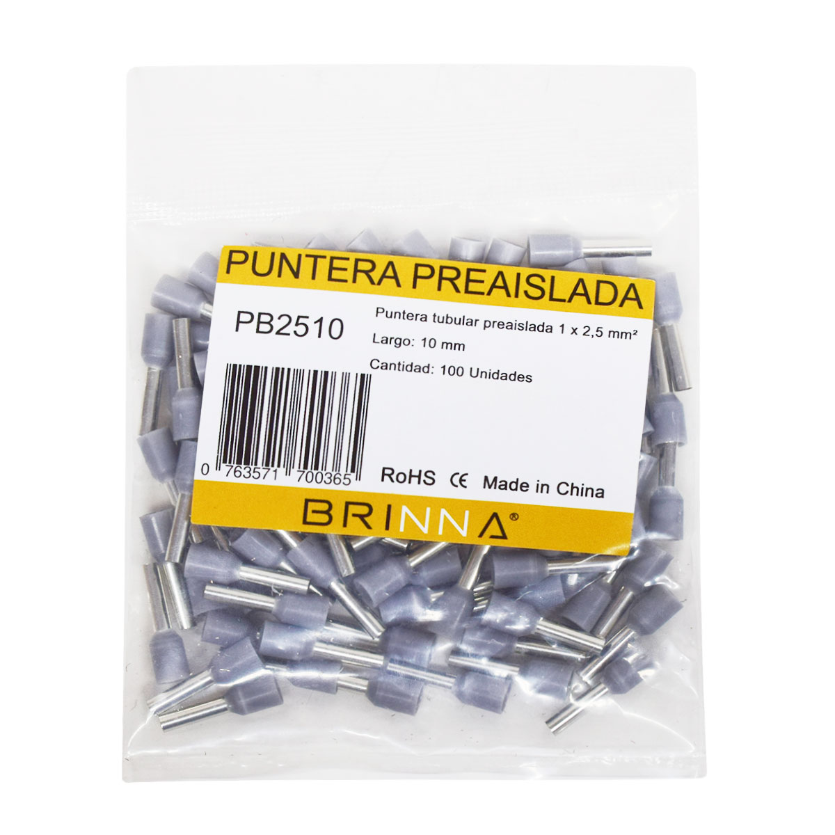 PUNTERA TIFF  2,5MM LARGO 10MM BRINNA X100