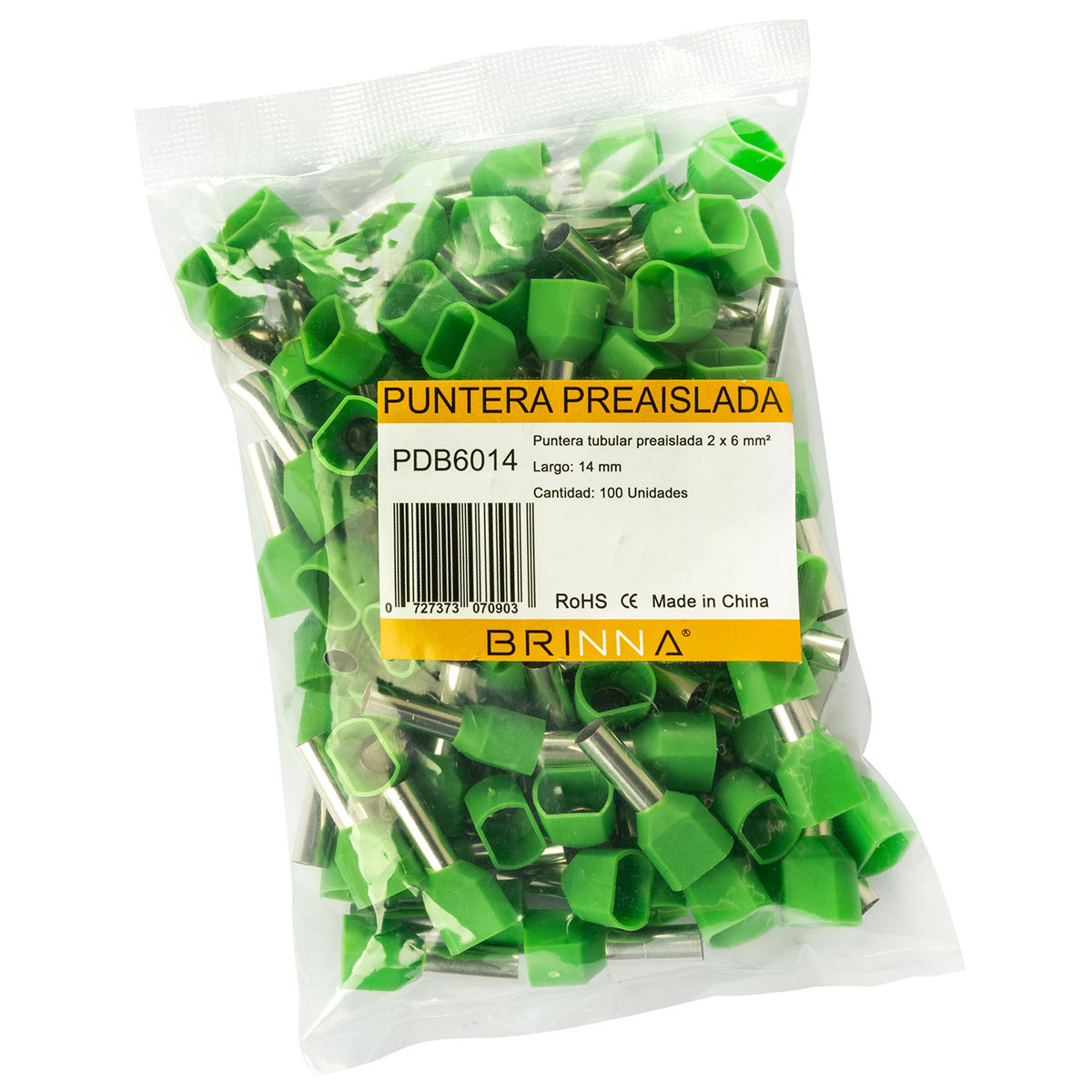 PUNTERA DOBLE TIFF  6MM LARGO 14MM BRINNA X100