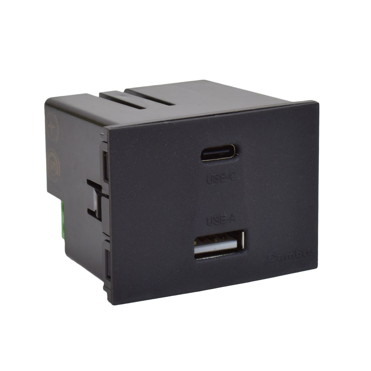 MODULO CARGADOR USB DOBLE "A" + "C" 220v GRIS 5 A.